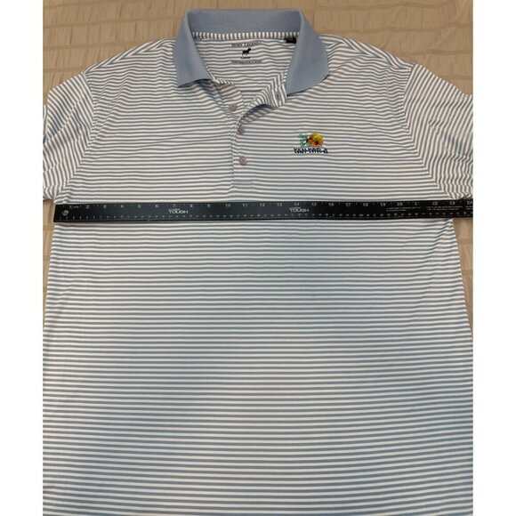 Horn Legend Mens Striped Polo Shirt Blue White Short Sleeve Golf Shirt, Large - Picture 8 of 11